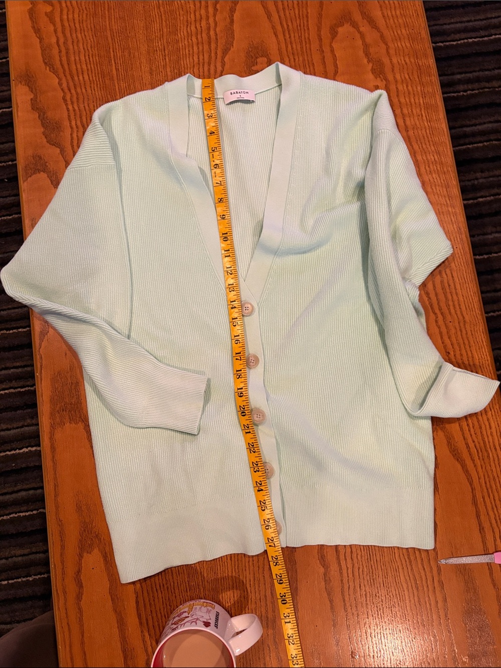 Babaton Light Mint Ribbed V-Neck Button Cardigan - Picture 8 of 9